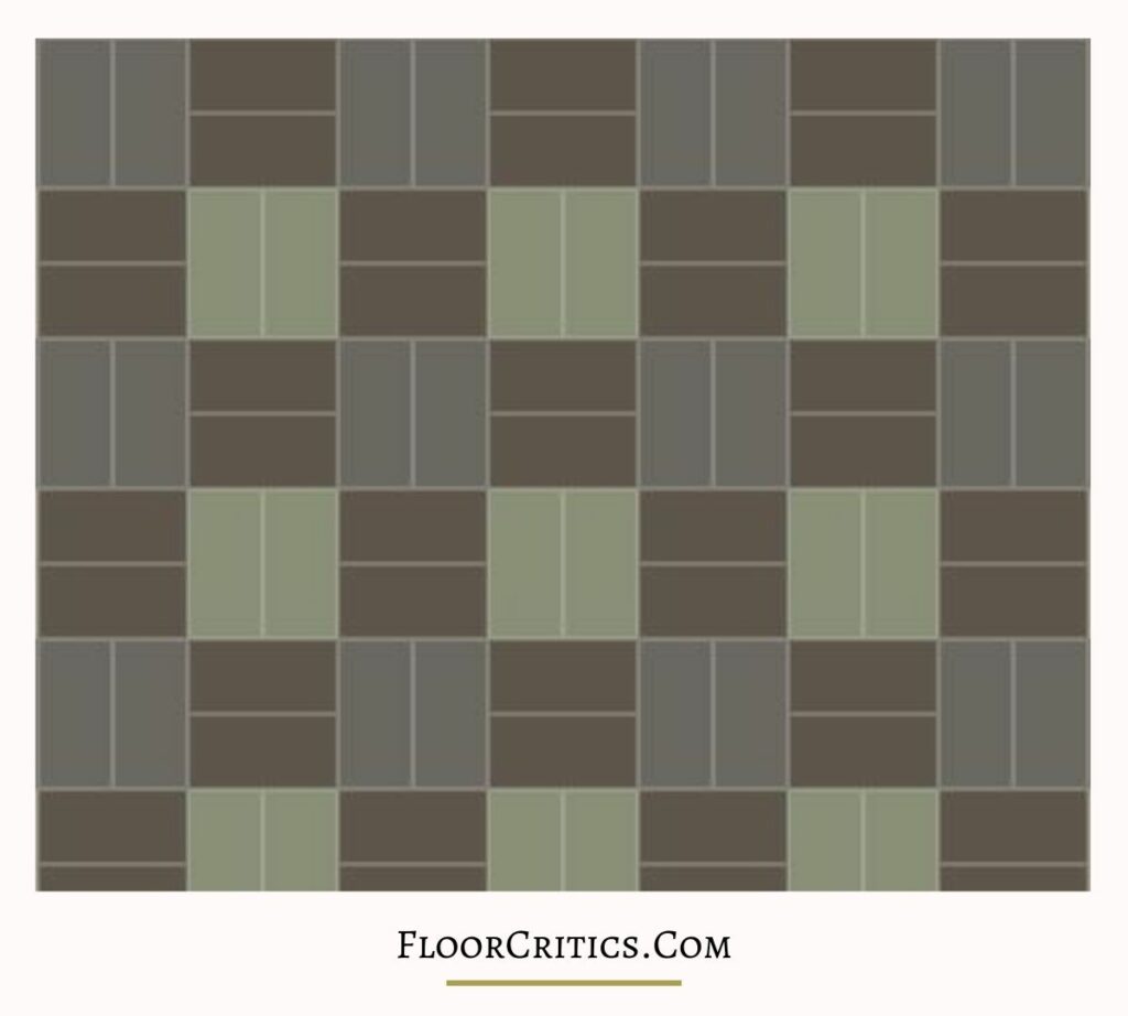 Crosshatch or weave floor tile patterns