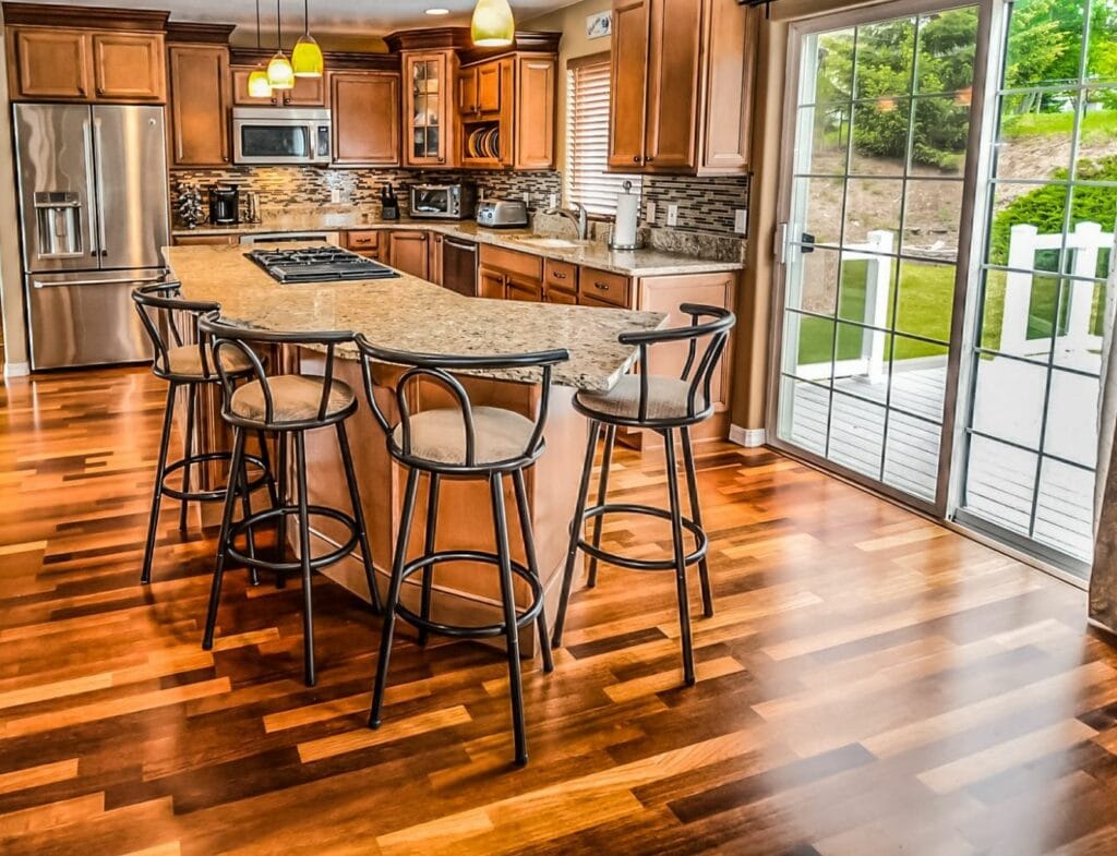 maple hardwood flooring in kitchen