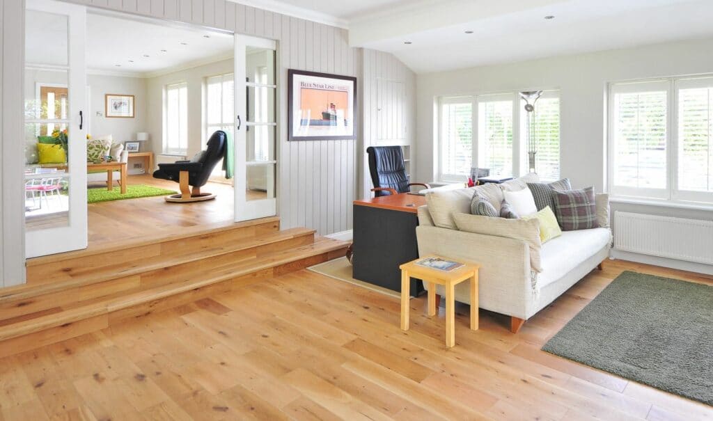 maple hardwood flooring in living room